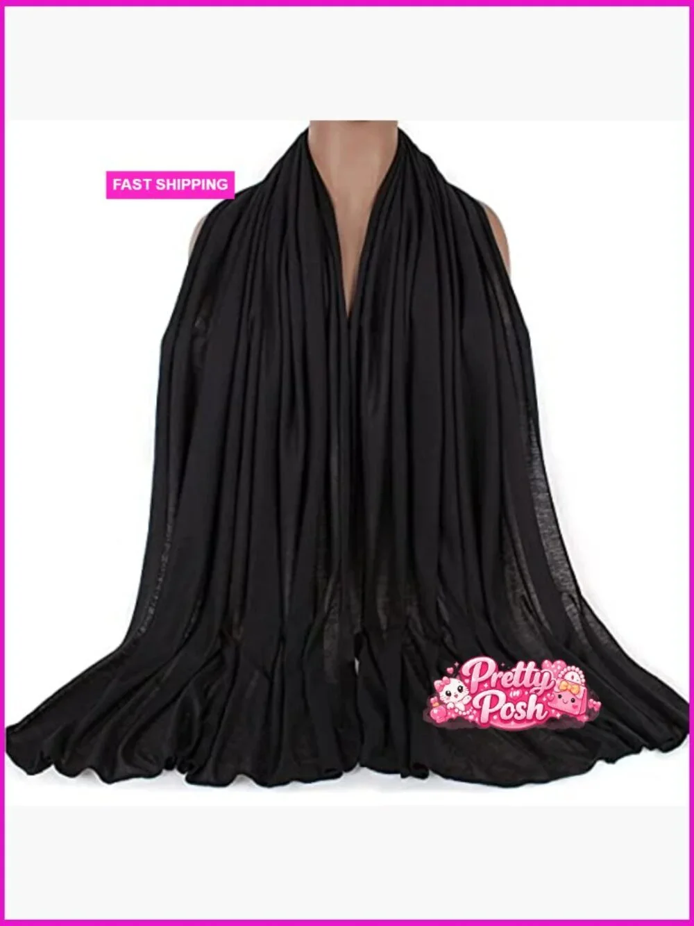 Stretch Jersey Turban Head Wrap Long Solid African Shawl Scarf